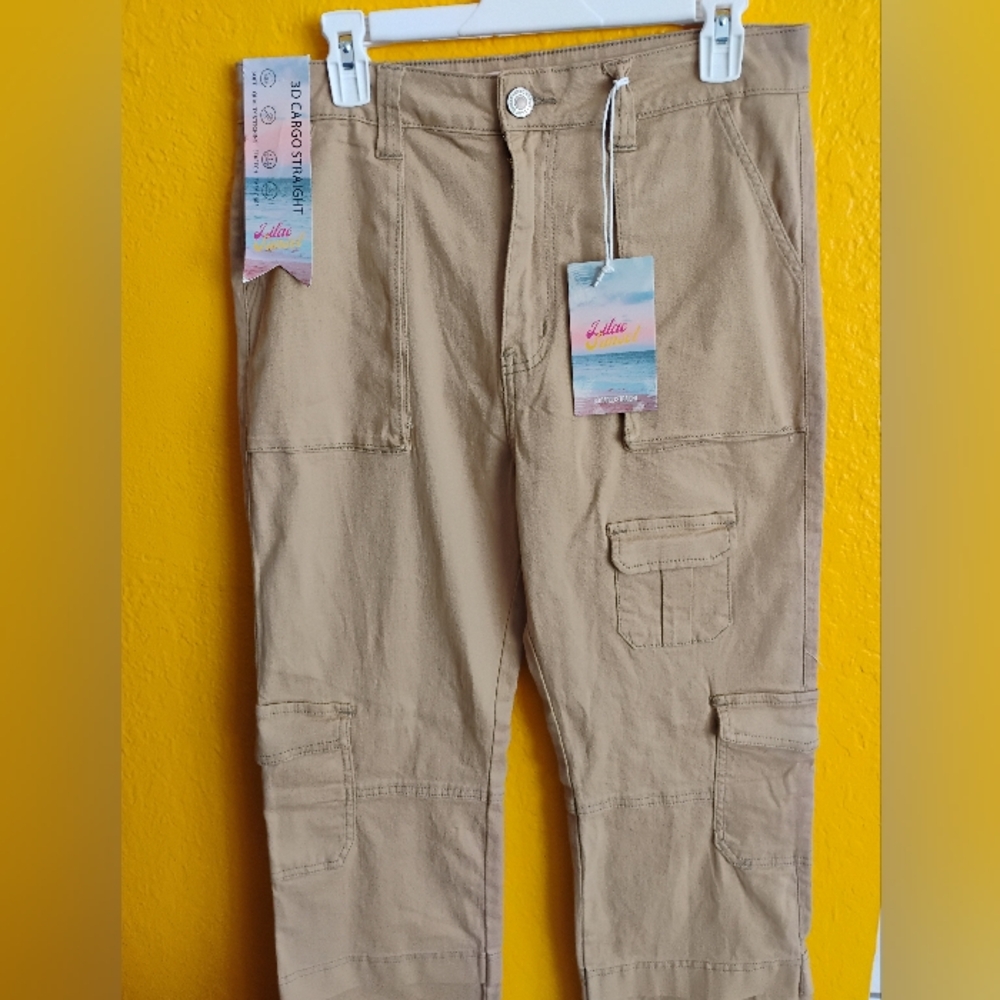 New NWT Lilac Sunset Junior Tan Cargo Pants Girls Size 13